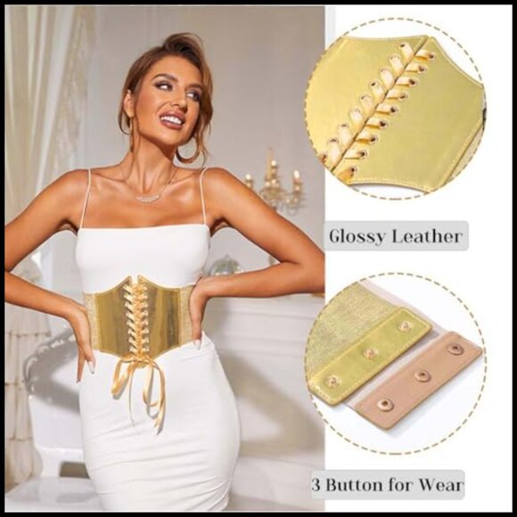 Wide Elastic Waist Belt Stretchy Lace-Up Corset Renaissance Costume Accessory main image 7